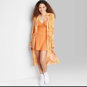 Wild Fable Orange Floral Cover Up Size S